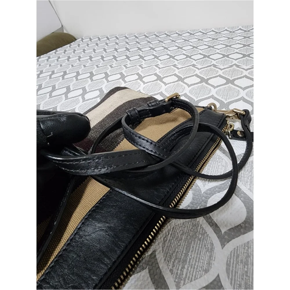 BURBERRY Mega Check Peyton Crossbody Bag Black/Beige